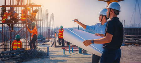 Construction workers working on a site